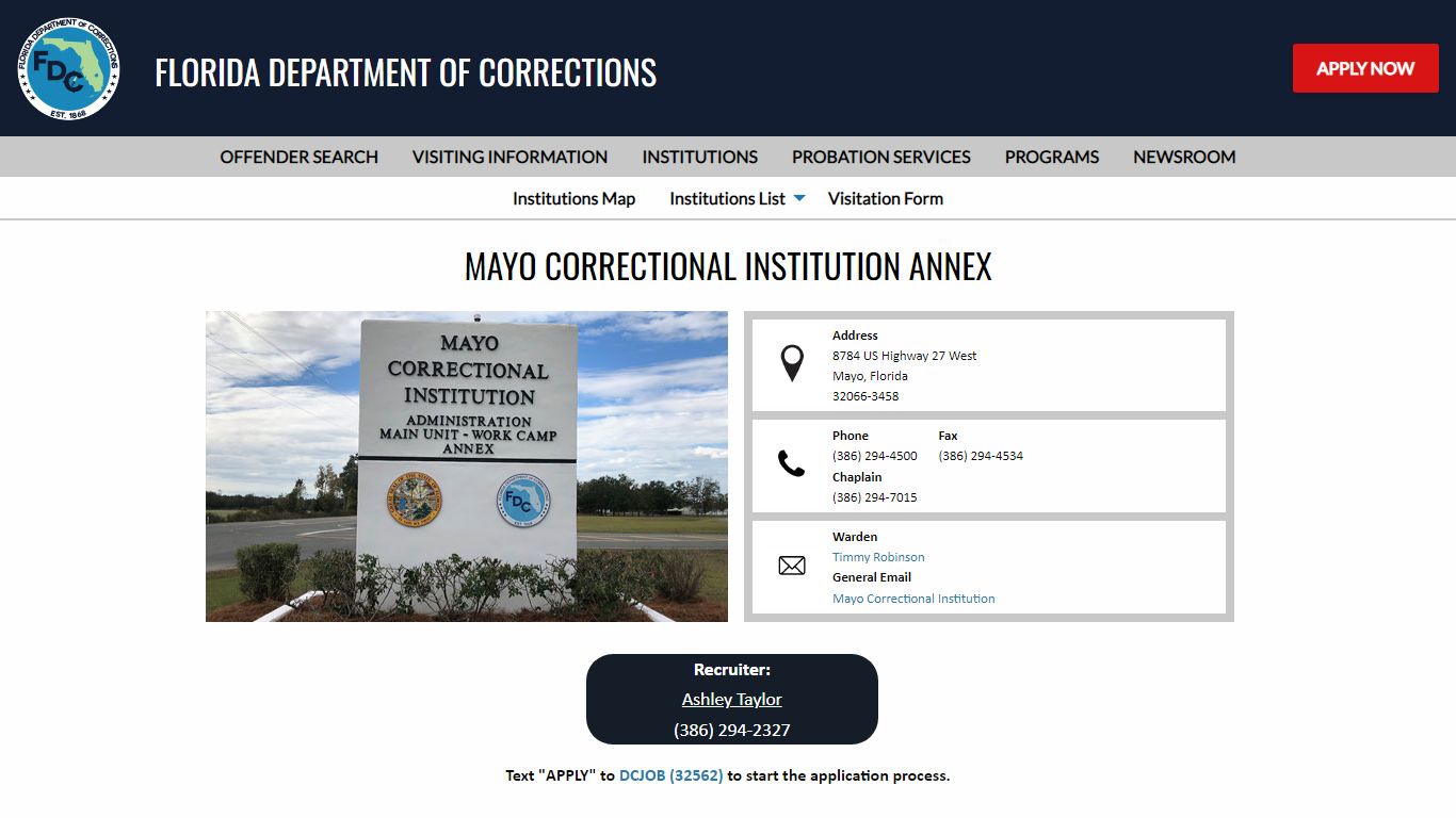 Mayo Correctional Institution Annex -- Florida Department of Corrections